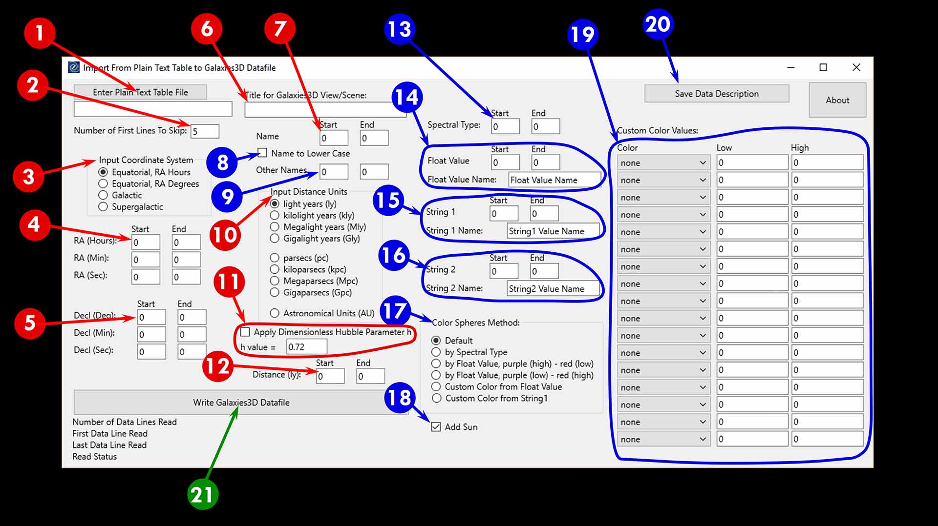 Galaxies3D Import Utility Program Screenshot